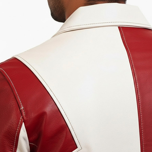Veste d'hiver pour homme en cuir véritable de haute qualité, col montant, respirante, coupe-vent, color block, personnalisable - Product Image 6