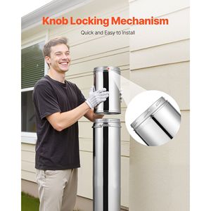 Tubo per Camino a Doppia Parete Isolato 6 X 36 Pollici in Acciaio Inox Interno 316 Esterno 304 Facile Installazione Tubo Dritto per Stufa - Product Image 6