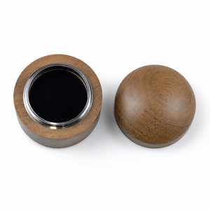 WEWOOD OEM Luxury Round Walnut Wooden Magnetic Closure Engraved Engagement <b>Ring</b> <b>Box</b> with Soft Velvet Lining - Product Image 5