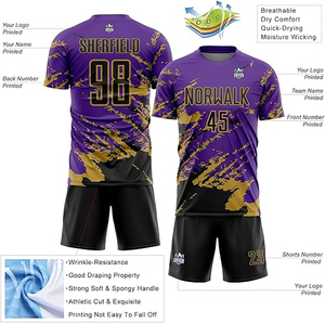 High Quality Custom Sport Youth Reversible Soccer Jersey Sets 100% <b>Polyester</b> Football Uniform <b>Shirt</b> & <b>T</b>-<b>Shirt</b> and Shorts for Men - Product Image 2