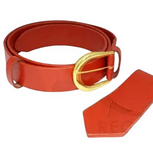 Cinturón Masónico de Cuero Rojo y Hebilla con Diseño de los Caballeros Templarios para Ceremonia Religiosa - Unisex para Adultos - Product Image 1