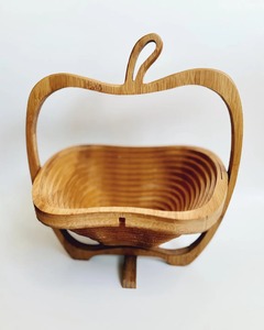 Apple Shape Wooden Fruit <b>Basket</b> Decorative Fruit Holder For Creates An Attractive <b>Table</b> Centerpiece Lightweight And Easy To Move - Product Image 2