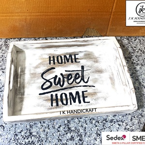 Bandeja de Servir de Madera Premium con Diseño Art Deco, Tema Floral, Acabado Pulido Liso, para Bodas, Jubilaciones, Ramadán, Paquete de Varias Piezas - Product Image 3