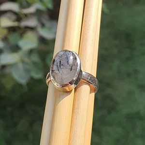 แหวนเงินแท้สำหรับผู้หญิงประดับควอตซ์สีดำแบบดั้งเดิมเครื่องประดับคริสตัลธรรมชาติที่ไม่เหมือนใครขายส่ง925จำนวนมาก - Product Image 3