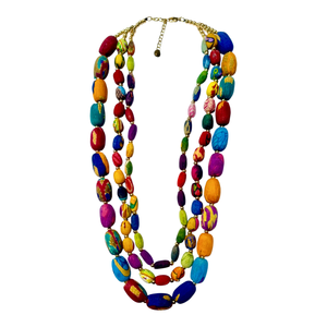 Collier fantaisie bohème coloré, écologique, fait main, en forme de boule, avec pompons et perles, bijoux de fête unisexe, chaîne plaquée or - Product Image 4