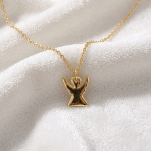 Angle Symbol Yellow Gold Plated Pendant With Chain 925 Sterling Silver Gold Plated Angle Wing Necklace Wholesale Jewelry - Product Image 6