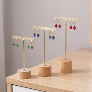 Simple Metal Earring Stand With Wooden Base <b>For</b> Jewelry Display Home Organization And <b>Dressing</b> <b>Table</b> <b>Storage</b> From India - Product Image 4