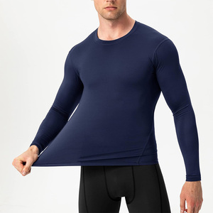 Chemise de compression à manches longues pour homme, logo personnalisé, tissu extensible, vêtements de sport pour la remise en forme et l'entraînement quotidien - Product Image 2