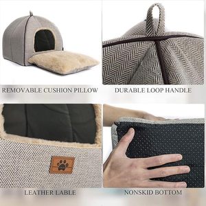 Cama de Lujo para Gatos, Tipo Cueva, con Cojín Lavable y Extraíble, Material de Peluche Suave, Mueble Duradero y Seguro para Gatos Pequeños y Medianos - Product Image 3