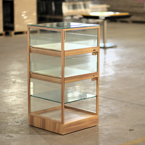 Modern Wooden Frame Glass Display <b>Racks</b> 3-Tier Eyewear Retail Stand with Lockable Sliding Trays OEM Manufacturer ADONG A71 - Product Image 4
