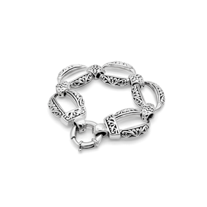 Cadena de Eslabones Ovalados con Filigrana Ornamental Cristiana Vintage de Plata 925 - Joyería Unisex para Fiestas - Product Image 3