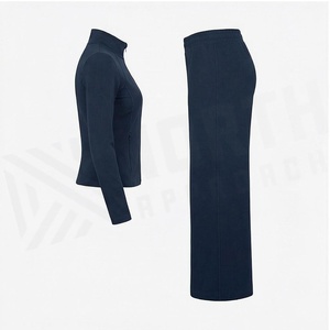 Ensemble de yoga 2 pièces North Approach, fermeture éclair intégrale sur le devant, polaire marine uni, vêtements de sport pour femmes - Product Image 5