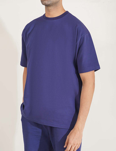 T-shirt pour homme à col rond, manches courtes, couleur unie, coupe classique, jersey décontracté, 100% coton, design épaules tombantes - Product Image 4