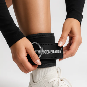 Tobilleras de neopreno acolchadas para levantamiento de pesas, correas ajustables con anillas en D para cable, accesorio para gimnasio y entrenamiento físico. - Product Image 1