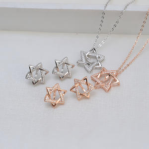 Collar con Colgante de Estrella Hexagrama de Plata S925, Juego de Perlas DIY, Accesorios para Mujer, Soporte Vacío, Estilo Tide 1375, Conjuntos de Joyería Fina - Product Image 1