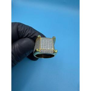 Anillo de banda ancha de plata de ley 925 con incrustaciones de diamantes, joyería de diamantes estilo hip hop, anillos de diamantes estilo hip hop, anillo de diamantes de moissanita de 14K - Product Image 1