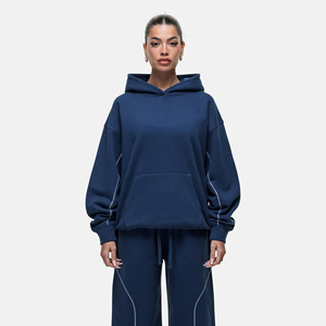 Sudadera con Capucha Extra Grande para Mujer, con Logotipo Estampado en la Parte Delantera, Color Sólido, Hombros Caídos, Manga Larga, Tejido de Algodón, Ropa Casual de Invierno - Product Image 5