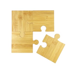 Modern <b>Square</b> Bamboo Wood Coaster <b>Set</b> Puzzle Interlocking Table Mat for Coffee Mug Tea Cup Reusable Kitchenware Tabletop Decor - Product Image 3