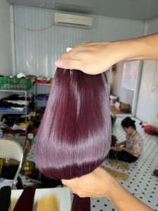 CDYHAIRVN Extensiones de Cabello Humano Vietnamita Liso Natural Borgoña Oscuro 100% Cutícula Alineada No Remy Color Personalizado Liso - Product Image 4