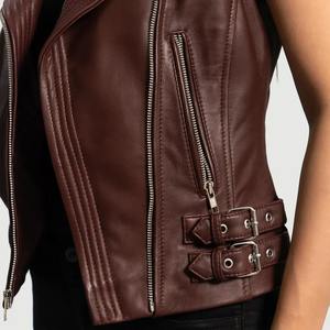 Chaleco de Cuero Genuino para Mujer, Impermeable, Resistente al Viento, Transpirable, Ecológico, Estilo Urbano, para Motociclistas - Product Image 5