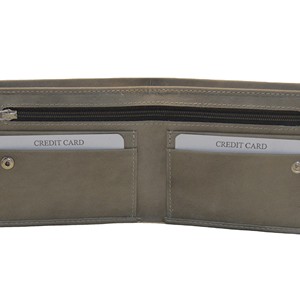 Men's Fashion Landscape Suede Fold <b>Wallet</b> Slim Minimalist Design Gray Short Length <b>RFID</b> <b>Blocking</b> Genuine Leather Daily Use - Product Image 3