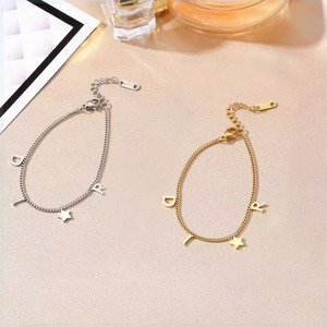 Bracciale con ciondolo a forma di stella in acciaio inossidabile, catena regolabile per donna, regalo di gioielli di lusso vintage - Product Image 3