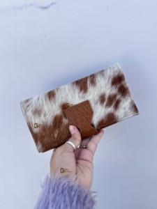 Gran oferta, Cartera de piel de vaca, cartera de mano, pelo en piel oculta, monedero multiusos, bolso de mano de piel de becerro, bolso de mano occidental para mujer - Product Image 4
