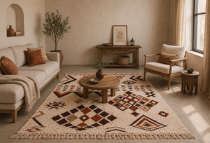 Custom Handmade Moroccan Berber Wool <b>Rug</b> Hand Knotted Tribal <b>Boho</b> Area Carpet with Geometric Amazigh Pattern - Product Image 2