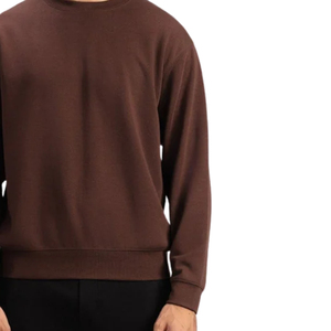 Sudadera de Hombre Oversize con Cuello Redondo y Manga Raglán, Color Liso, Casual, de Algodón Tejido, Invierno, Bordada, Ecológica - Product Image 5