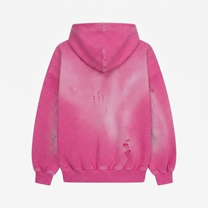 Custom <b>Men's</b> Hoodies 100% Cotton Premium rhinestone Sun Faded Hoodie Oversized Soft Cotton Casual Streetwear Pullover Quick Dry - Product Image 6