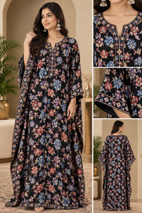 Diseño de bordado con 7 colores de hilo multicolor sobre TERCIOPELO 9000 para caftán, abaya, chaqueta, burka, decoración del hogar y prendas de vestir para mujer. - Product Image 6