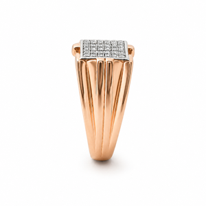 18K Rose Gold <b>Mens</b> Diamond Cluster <b>Ring</b> Rectangular Wide Top Bold Statement Design Luxury Fine Jewelry Wedding Party Daily Wear - Product Image 3