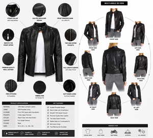 <b>Women's</b> Genuine Leather <b>Jacket</b> Custom Made Motorcycle Biker Fashion <b>Jacket</b> Wholesale Manufacturer Plus Size, Breathable, Winter - Product Image 6