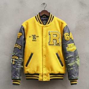 Veste universitaire longue style rétro OEM pour homme, automne-hiver, chaude, avec logo en laine sur le devant - Product Image 1