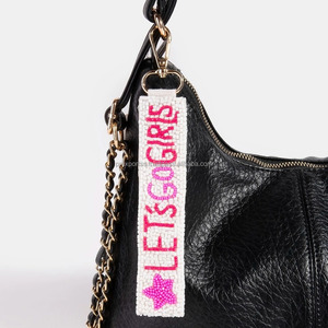 Lets Go Girls Handmade Eco-Friendly Durable Beaded Keychain for Star Embroidered Letter Design Seed Beads Key Tag Custom Bag - Product Image 4