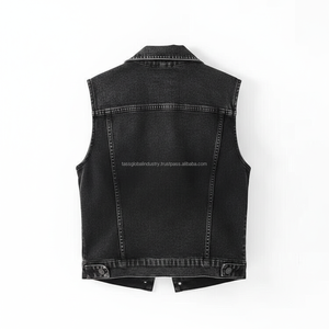 Chaleco Vaquero sin Mangas para Hombre, Negro, Corte Ajustado, Personalizado, OEM, Venta al Por Mayor - Product Image 2