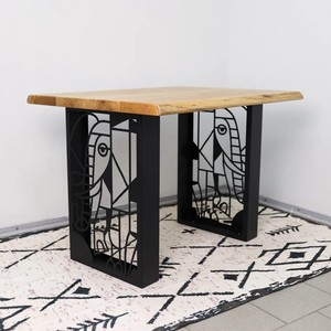 Mesa consola LINEA con superficie metálica y tablero de madera, mesa consola de metal de lujo para sala de estar - Product Image 1
