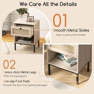 Comodino in Stile Boho con Cassetto, Arredamento Vintage - Product Image 6