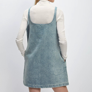 Vestidos de Verano sin Mangas para Mujer, Elegantes, de Marca de Lujo, en Mezclilla Lavada Vintage, Color Natural, de Alta Calidad - Product Image 3