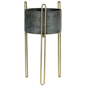 Macetero de metal dorado martillado moderno al por mayor con soporte, maceta de hierro para decoración de interiores y exteriores del hogar y jardín - Product Image 6