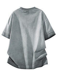 Custom Wholesale <b>Oversized</b> Acid Wash Heavyweight 100% Cotton Men T-<b>Shirts</b> Vintage Stone Acid Wash Solid Color O-Neck Casual Fit - Product Image 2
