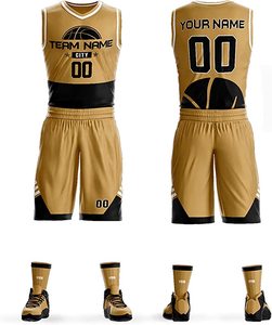 Camisetas Deportivas Profesionales y Duraderas para Hombre, Diseño Corto para Gimnasio, Uniformes de Baloncesto Amarillo Dorado, Ropa de Baloncesto para Hombre y Niños - Product Image 1