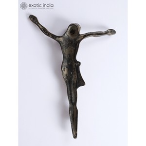 Elegant 11-Inch Vintage Brass Wall Hanging Statue of Jesus Christ Traditional Design for <b>Home</b> Decor <b>Temples</b> Handmade in India - Product Image 3