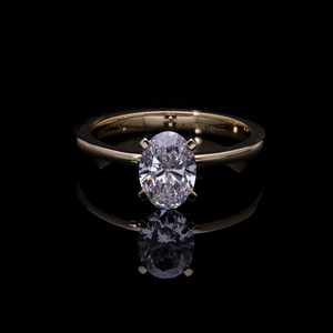 แหวนหมั้นเพชรทรงรี 14K ทองคำแท้ ประดับเพชร CVD 2 กะรัต ชุบโรเดียม รับรองโดย IGI ดีไซน์คลาสสิก สวยสง่า - Product Image 3