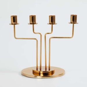 Candélabre moderne en métal doré, vente en gros, porte-bougie conique à quatre bras, centre de table de luxe pour mariage, décoration intérieure, service ODM personnalisé - Product Image 6