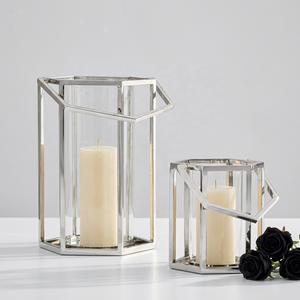 Portavelas Cuadrado de Acero Inoxidable, Diseño Moderno, para Decoración del Hogar - Product Image 1