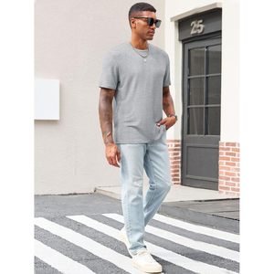 2025 hommes surdimensionnés Jacquard hauts décontracté été à manches courtes col rond extensible T-Shirts avec sérigraphie - Product Image 3