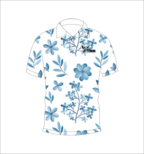 เสื้อโปโลชายสีน้ำเงินลายดอกไม้ พิมพ์ลายทั้งตัว แขนสั้น สไตล์ลำลอง สำหรับเล่นกอล์ฟ - Product Image 1