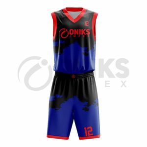 Service OEM ODM, uniformes d'équipe de basket-ball personnalisés, haute qualité, impression par transfert thermique, respirant, unisexe, 100% polyester - Product Image 1