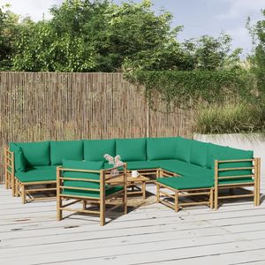 Set Lounge da Giardino 100% Poliestere in Bambù Verde Naturale 100% Bambù 100% Poliestere - Product Image 1